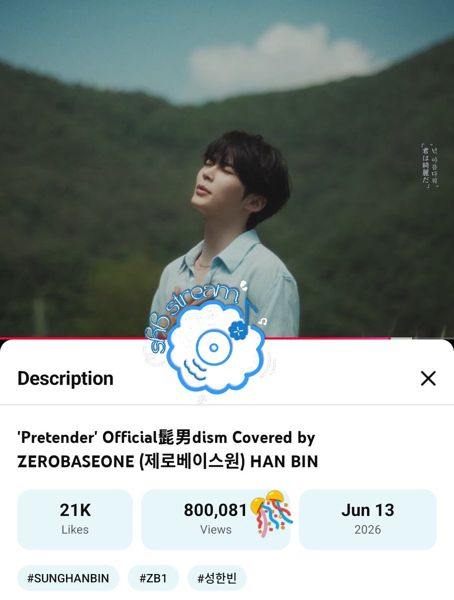 SHBStream's tweet photo. #SUNGHANBIN 'Pretender' (by Official髭男dism) Cover has now surpassed 800,000 views 🎉🎉

🎯 NEXT GOAL : 900,000 views

That was fast! 🥹👏🏻 Allins! Are you up for the next challenge?💪🏻☺️
#PretenderByHanbin

▶️https://t.co/qQHbjDKfRO

#성한빈 #成韩彬 #ソンハンビン https://t.co/Ngxhv3UjSq