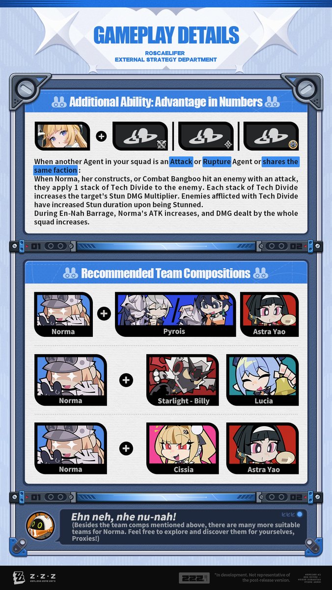ZZZ_EN's tweet photo. Agent Mechanics Intro | Norma

The update is almost complete...
Combat-related information for Norma has been recorded in the database. Key content analysis complete. Please take a look.

"Being Chief means... being the strongest!"

#zzzero #zenlesszonezero https://t.co/6IRRVGwo4a