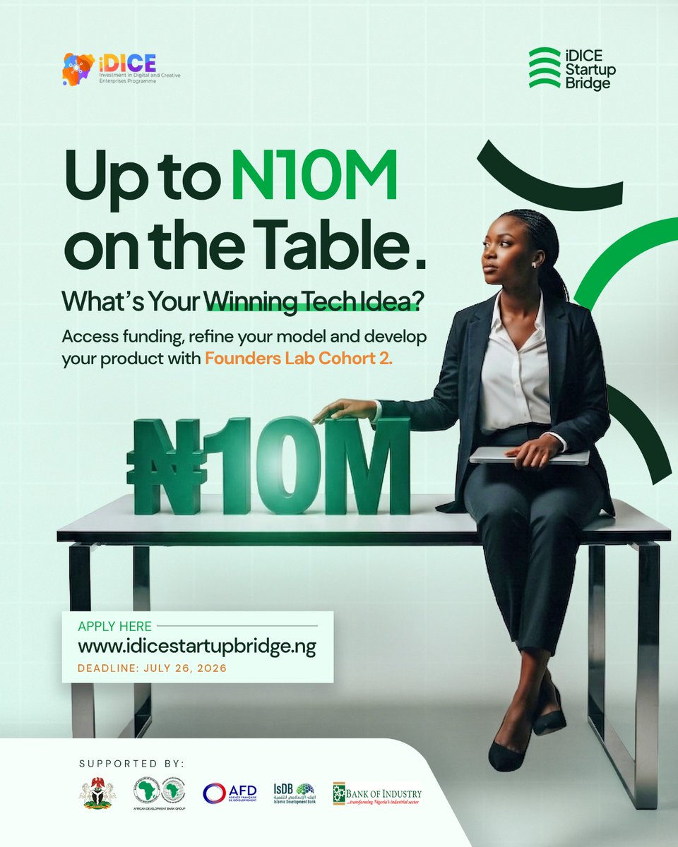 21stCEHub's tweet photo. Applications for Cohort 2 are now open. Apply to Founders Lab at https://t.co/jnlcSyCp0w

This innovative inclusive and sponsored programme targets Tech idea-stage founders between 18 to 35 years in Nigeria. https://t.co/PwUncyyC98