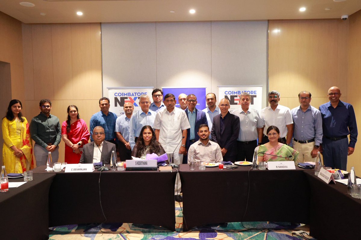 Keerthana4VNR's tweet photo. Enjoyed a productive discussion with industry leaders at the CII Coimbatore NXT Breakfast Meeting. Coimbatore has long been a pillar of Tamil Nadu's industrial strength, and together we explored how we can build on that legacy through better infrastructure, stronger manufacturing, new-age industries, and a true partnership between Government and enterprise.

#CMJosephVijay‌ #TamilNadu