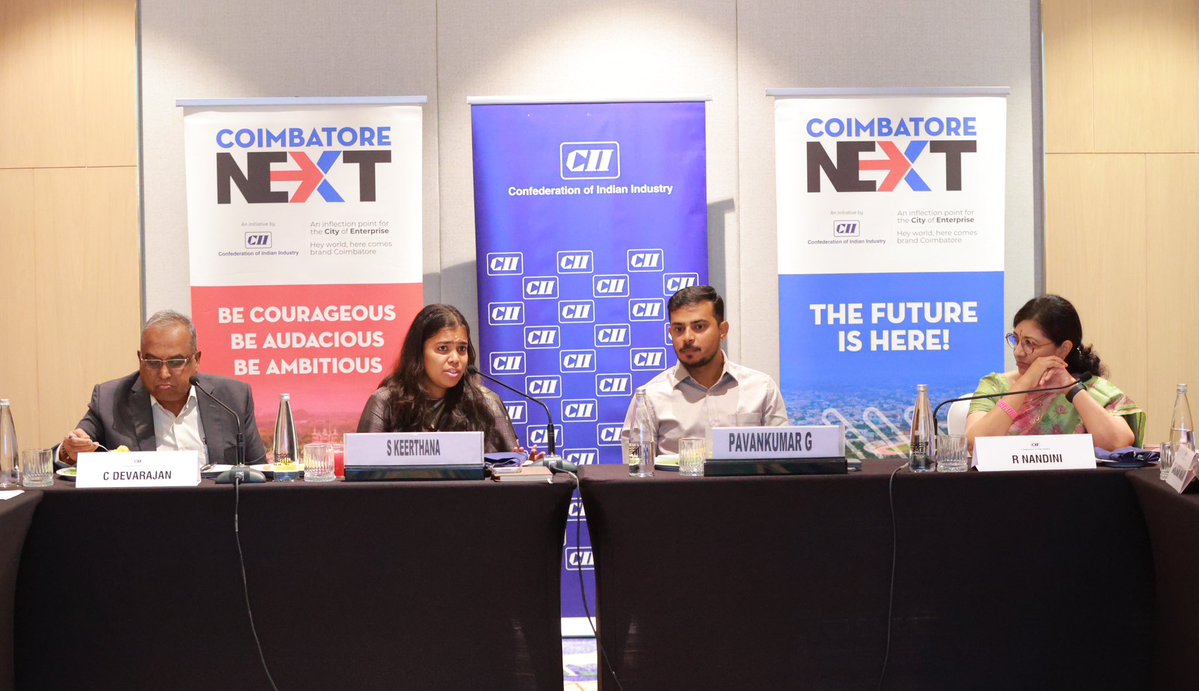 Keerthana4VNR's tweet photo. Enjoyed a productive discussion with industry leaders at the CII Coimbatore NXT Breakfast Meeting. Coimbatore has long been a pillar of Tamil Nadu's industrial strength, and together we explored how we can build on that legacy through better infrastructure, stronger manufacturing, new-age industries, and a true partnership between Government and enterprise.

#CMJosephVijay‌ #TamilNadu
