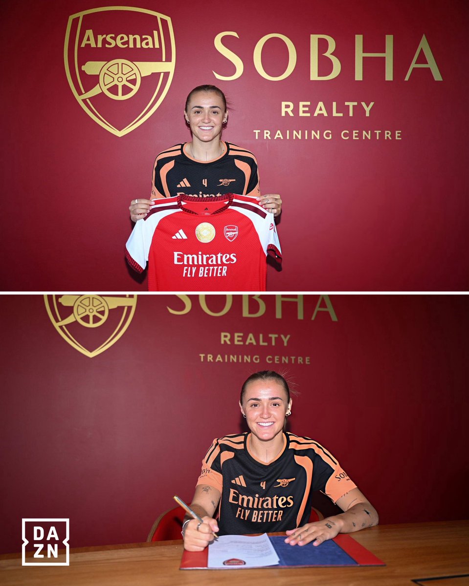 DAZNWFootball's tweet photo. 🚨 Georgia Stanway’s next chapter begins in North London.

The England international has completed a free transfer to Arsenal following the end of her Bayern Munich contract. https://t.co/G6pU2WyU4i