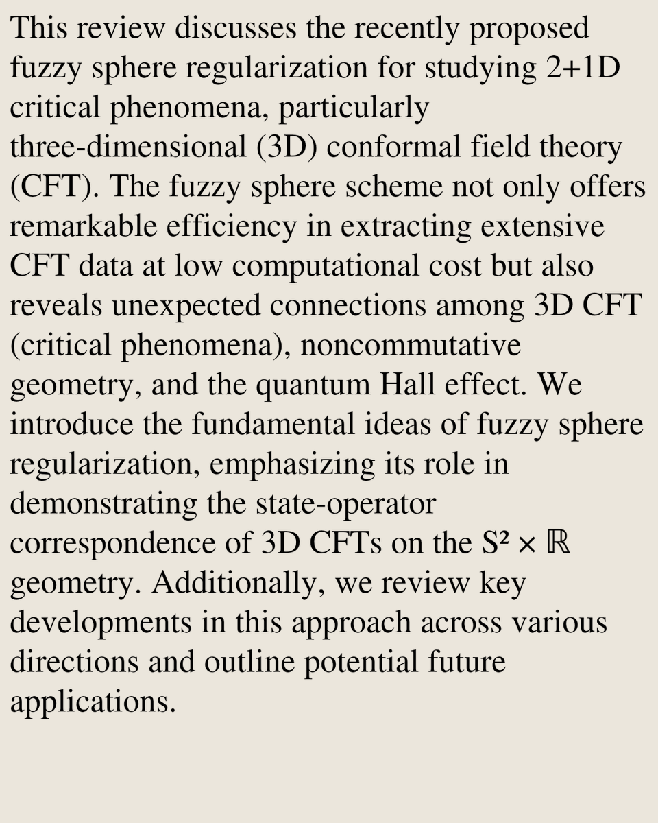 StatMechanics's tweet photo. A Fuzzy Sphere Journey in Critical Phenomena

Yin-Chen He, W. Zhu
https://t.co/67hNkdStg0 [𝚌𝚘𝚗𝚍-𝚖𝚊𝚝.𝚜𝚝𝚊𝚝-𝚖𝚎𝚌𝚑 𝚌𝚘𝚗𝚍-𝚖𝚊𝚝.𝚜𝚝𝚛-𝚎𝚕 𝚑𝚎𝚙-𝚕𝚊𝚝 𝚑𝚎𝚙-𝚝𝚑] https://t.co/3pvnXuCIyd