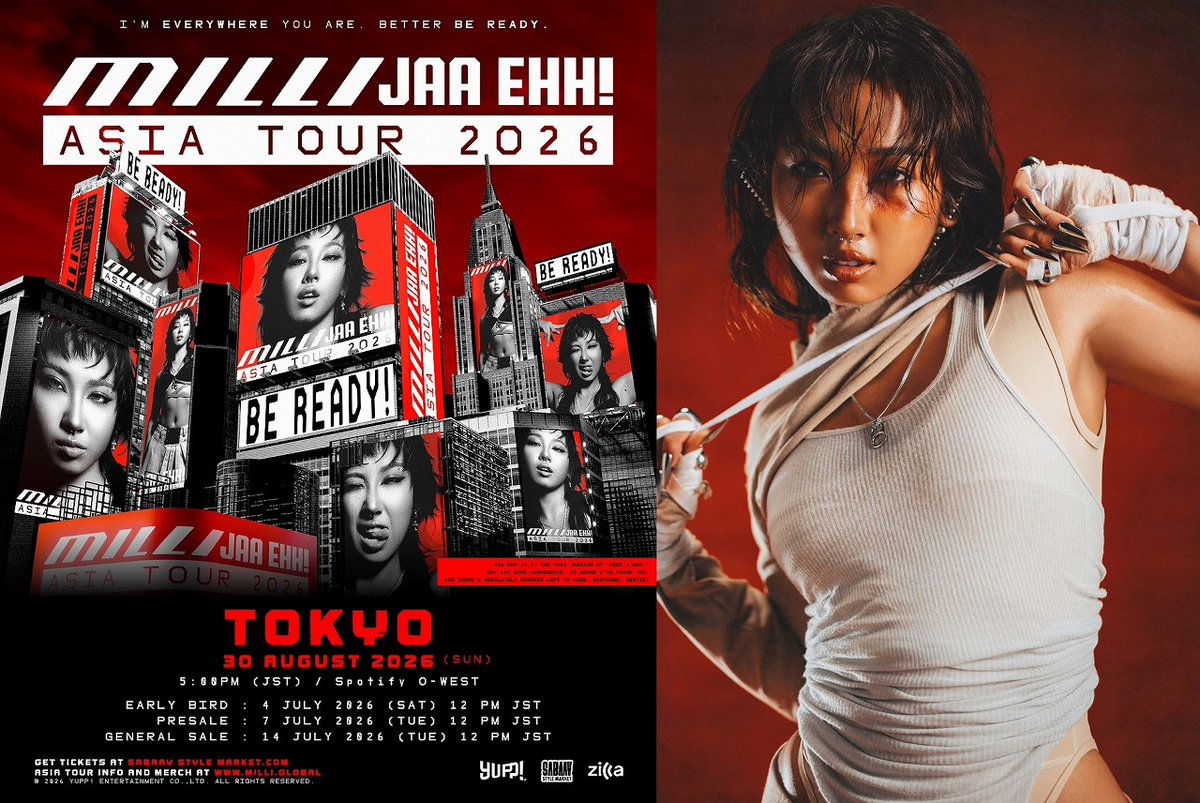 XBomberThailand's tweet photo. タイ No.1女性ラッパー、MILLIの初のアジアツアーが東京で緊急決定!!
https://t.co/JmZRxB5X4D
#MILLI #Awitch #新しい学校のリーダーズ https://t.co/20b3ATY9MX