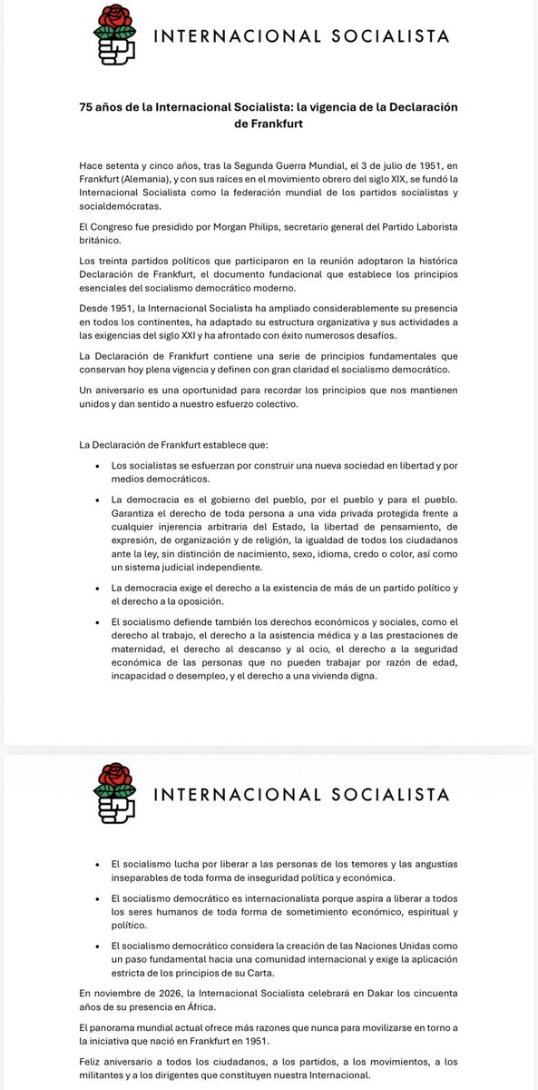 Socialist International tweet media