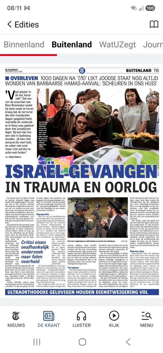 Repelsteeltje21's tweet photo. Goede analyse van de toestand in Israël 1000 dagen na 7 oktober 2023. Het verdriet, de trauma's, de verdeeldheid en de onbeantwoorde vragen.💔

En de demonisering vanuit 'bondgenoten' zoals Nederland🚮 heeft dit zwaar getroffen land bepaald niet geholpen. https://t.co/ufnm5Xfl5x
