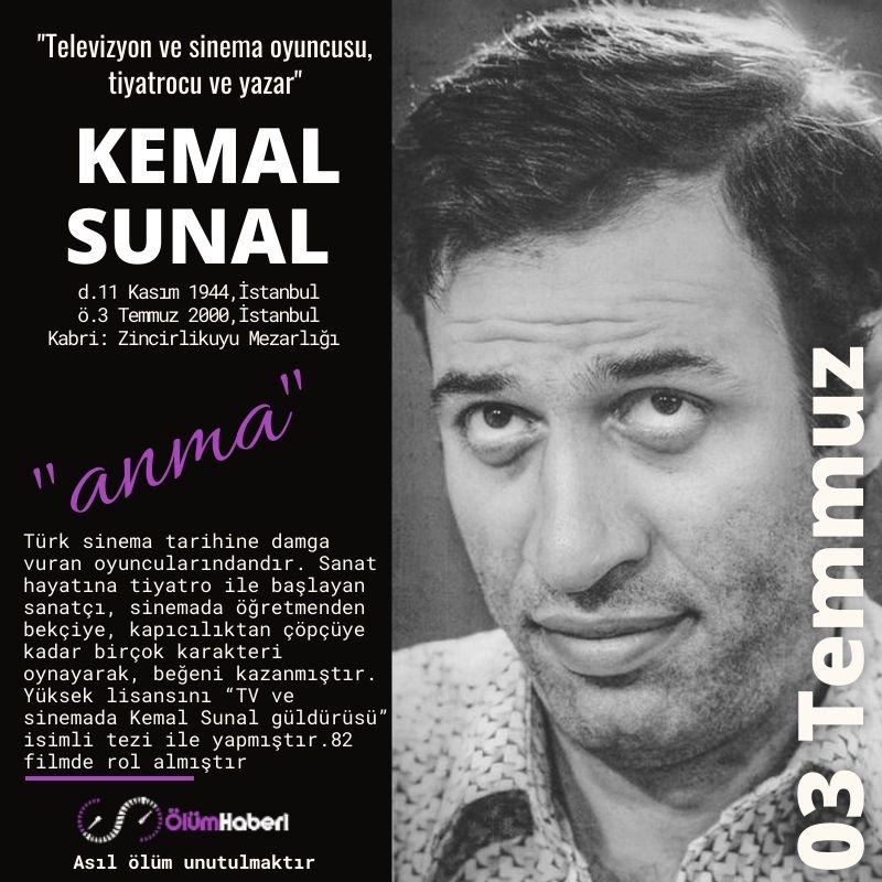 OlumHaberi's tweet photo. GÜNÜN ANMALARI. (03.Temmuz)
Kemal Sunal
Küçük İskender
https://t.co/mHRZXAkEsq
#İstanbul #vefat #anma #tarih #KemalSunal #Kucukİskender #yazar #tiyatro #sinema #felsefe #sair #siir https://t.co/Oz8kfAm2JX
