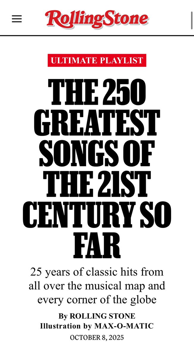 hypetribeng's tweet photo. ROLLING STONE – THE 250 GREATEST SONGS OF THE 21ST CENTURY SO FAR (2025):

#228. “WOMAN” — REMA https://t.co/aJEige5LVz