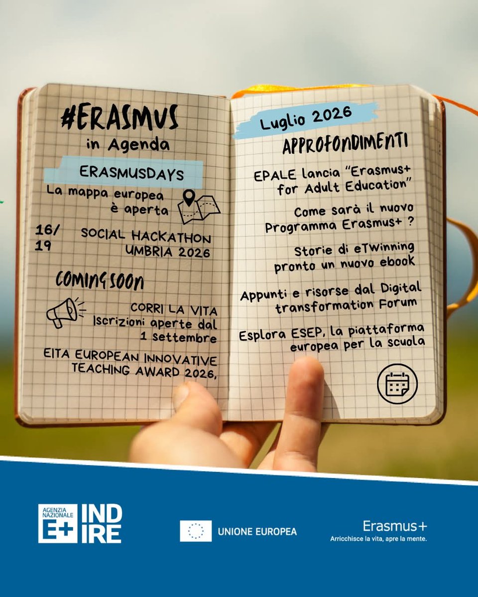 ErasmusPlusInd's tweet photo. #Erasmusinagenda #luglio📒🖊🌞
🧳Con l’arrivo dell’estate i ritmi si allentano e al primo posto in agenda c’è una valigia da riempire di incontri, viaggi, paesaggi, letture, nuove lingue e nuove scoperte.
Vi segnaliamo alcuni appuntamenti in arrivo.
Info: https://t.co/gy0GiKBIRU https://t.co/Vb5KzjRmiu