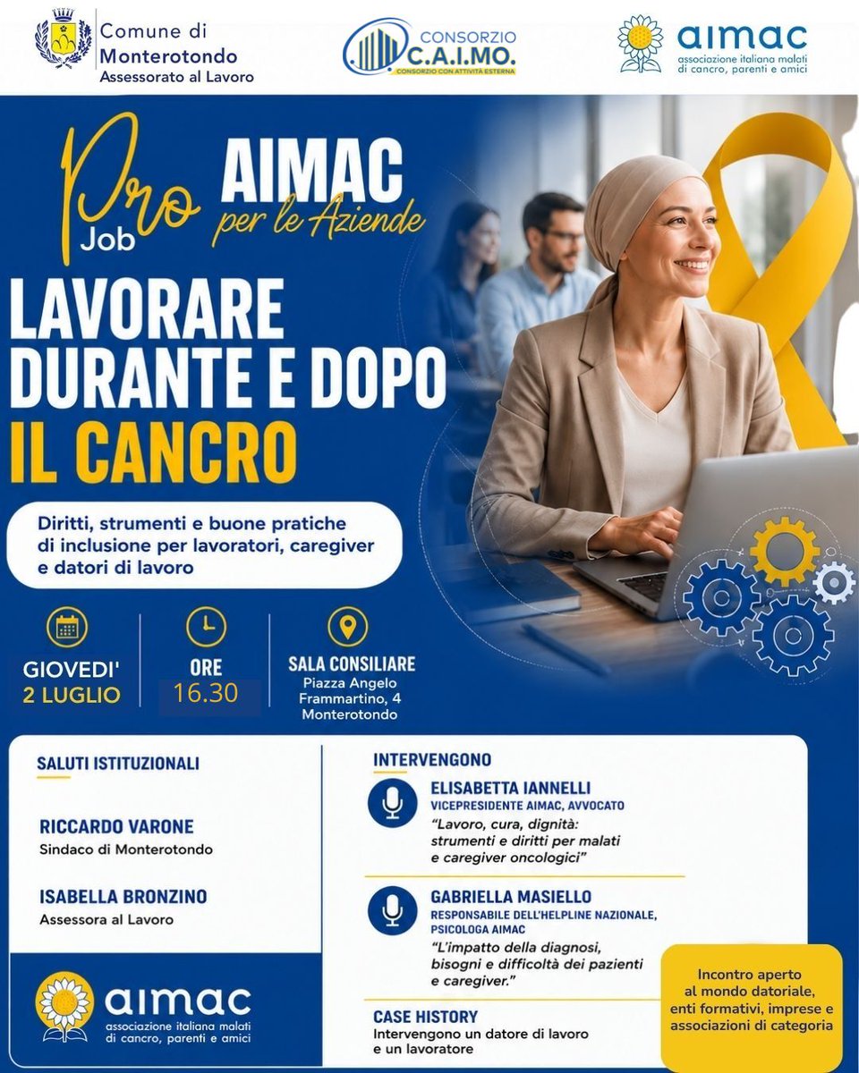 aimac_it's tweet photo. A @Monterotondo_Rm abbiamo incontrato imprese, enti formativi, associazioni di categoria e realtà produttive per parlare di #ProJob, il progetto di Aimac dedicato all'inclusione dei lavoratori malati di cancro e dei caregiver oncologici. 
Scopri di più: https://t.co/7q2h6NtEWV https://t.co/je59D3ltdz