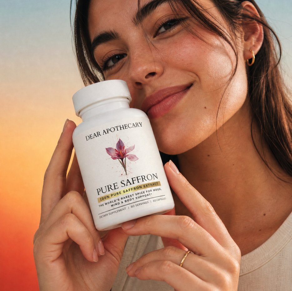dearapothecary's tweet photo. Saffron is the most counterfeited spice on earth.

Most supplements don't prove what's actually in the capsule. And the ones that are real still underdose it.

Clinical trials used 80 to 100mg of full-spectrum extract with both crocin and safranal. Most capsules sit at 28mg. That's a third of the studied dose.

88.5mg full-spectrum. Lab verified. Nothing hidden.

Dear Apothecary Pure Saffron. 

Link in bio.

#Saffron #MoodSupport #WomensHealth #NaturalWellness #DearApothecary