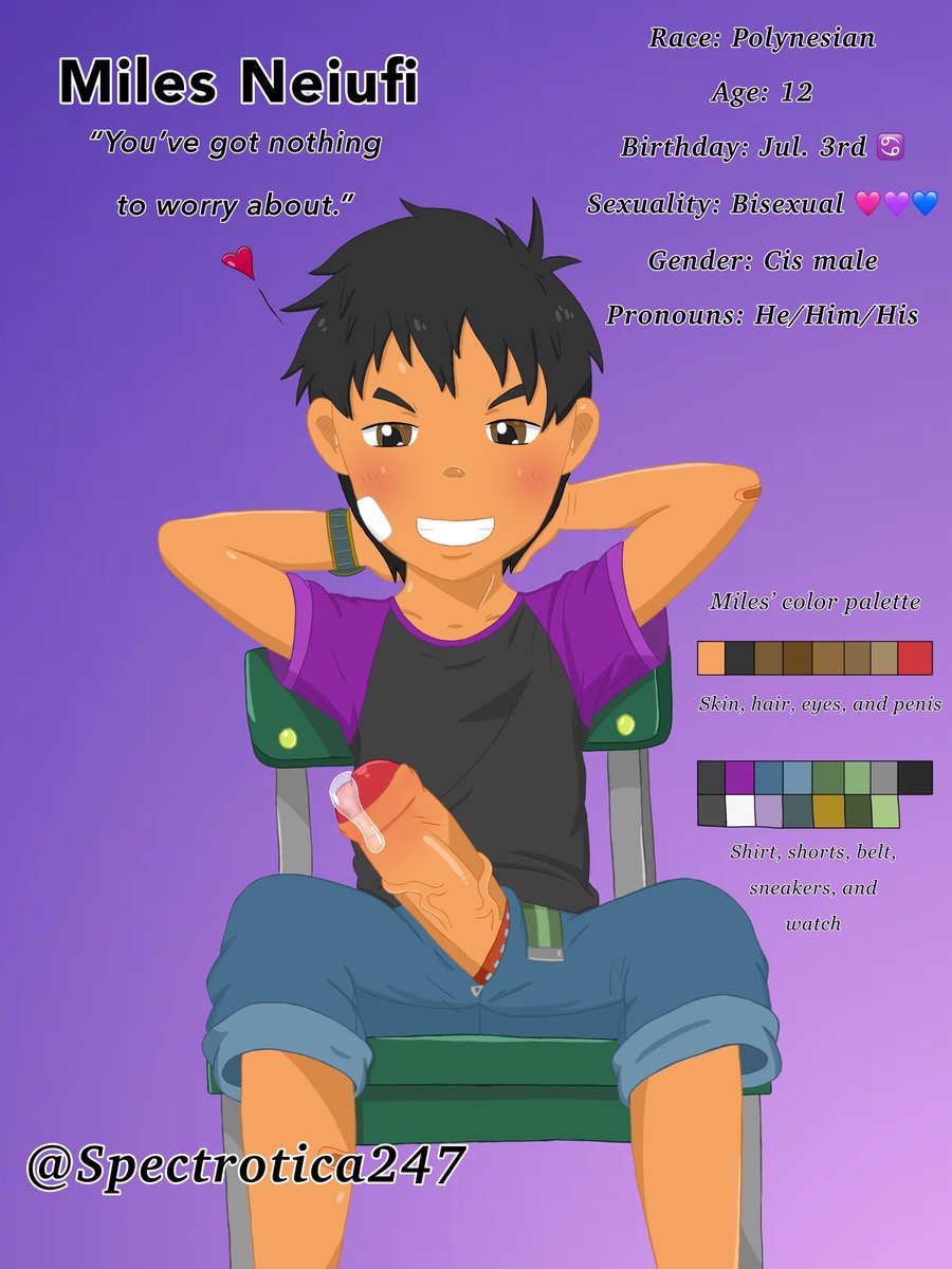 Spectrotica247's tweet photo. “This kid may be young, but he moves with sly confidence that belies his age. This troublemaker isn’t afraid to let anyone, and I mean ANYONE, know exactly what he’s packing.” 

#yaoi #shotacon #oc #fanart #sketch #bl #cock #precum #art #porn #nsfw https://t.co/UQKcCMmsGY
