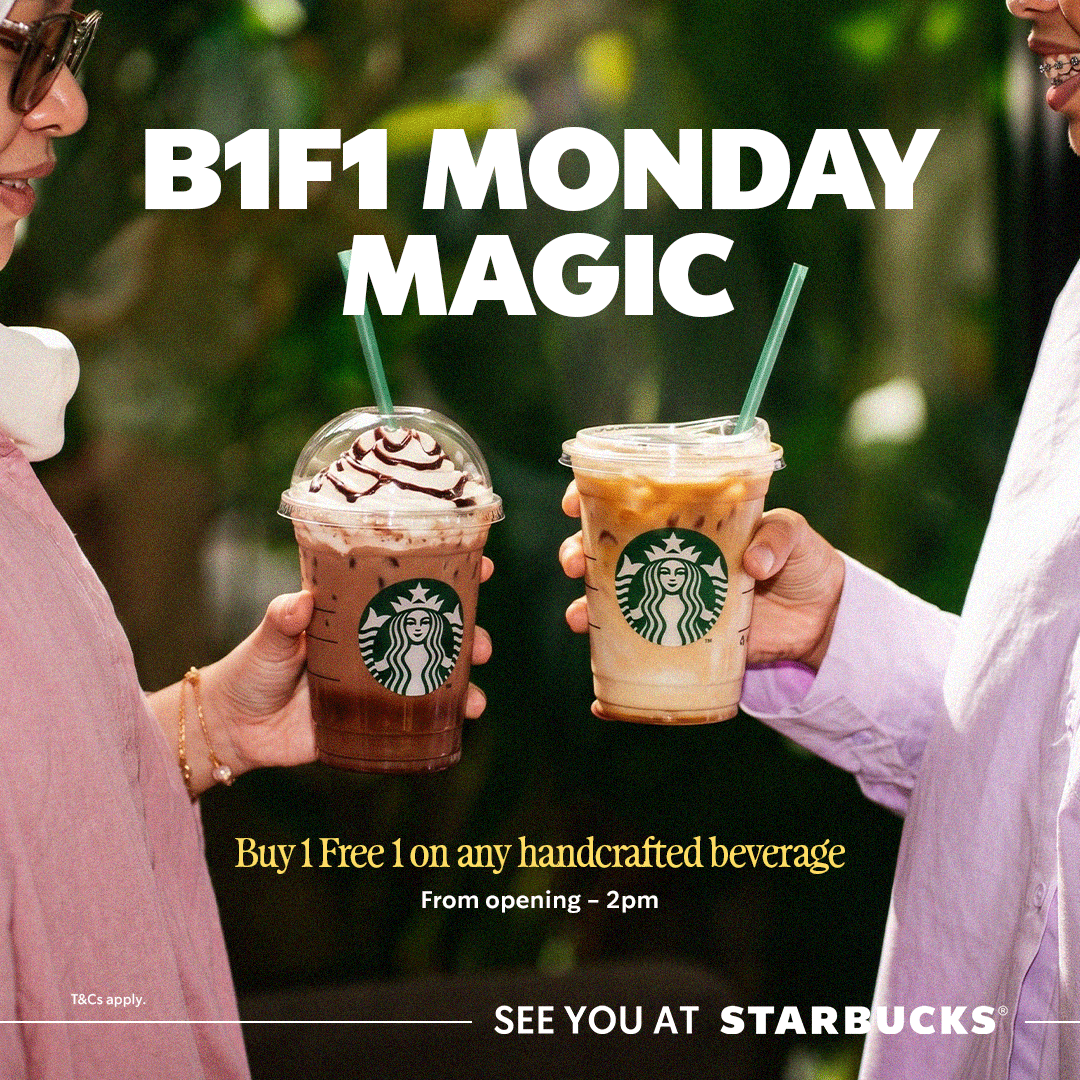 StarbucksMY's tweet photo. Turn up the joy this July with these goodies! 😍

From Buy 1 Free 1 deals ☕☕to our Breakfast Set promo from RM15 that now includes our new Apam Balik Special and Kaya Butter Bun 🥜🍞 , we’ve got a lineup waiting for you to enjoy!

Check them out and plan your next Starbucks run! 

#SeeYouAtStarbucks #StarbucksMalaysia