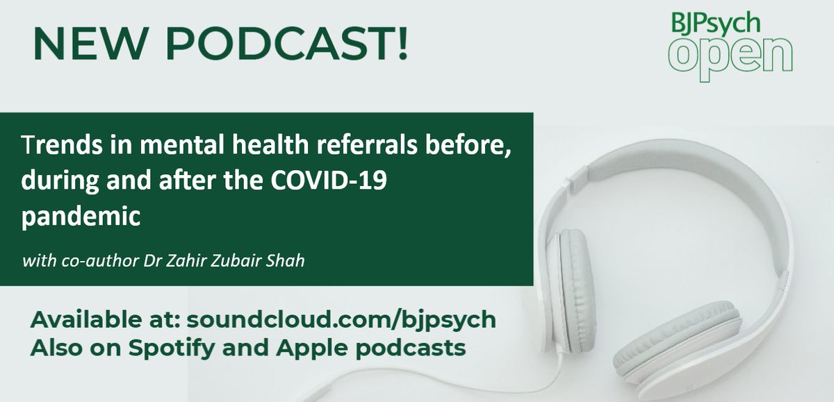 TheBJPsych's tweet photo. Take a look at our July highlight from #BJPOpen! Trends in mental health referrals before, during and after the COVID-19 pandemic.
Take a listen here: https://t.co/WIgBfQUnsn
Read the paper: https://t.co/plGKJc4WA0
@CambUP_Psych @rcpsych https://t.co/TTy2kM8Hrz