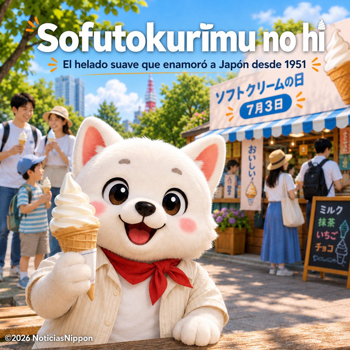 NoticiasNippon's tweet photo. [#記念日 | #kinenbi] #Sofutokurīmu no hi:  el #softcream celebra su día con sabor a verano en #Japón
👉 https://t.co/7izadiw8OW

#ソフトクリームの日 #Efemérides #noticiasnippon #noticiasdejapón https://t.co/nlbcG1jVi2
