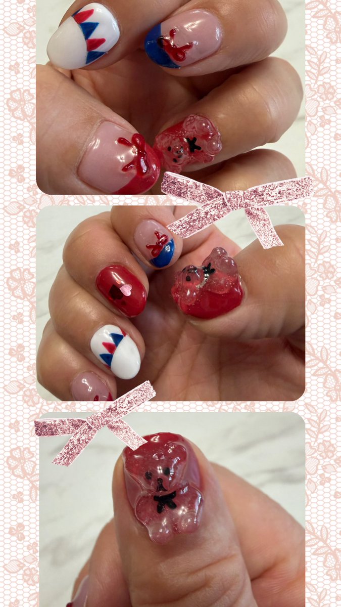 kei321Takeru's tweet photo. イベントに合わせてネイル💅★*
チェンジ💕
クマ🧸ちゃんも 付けてくれた❣️
フットもやってもらった✨✨
#志尊淳
#15th https://t.co/p5eWBg2muF