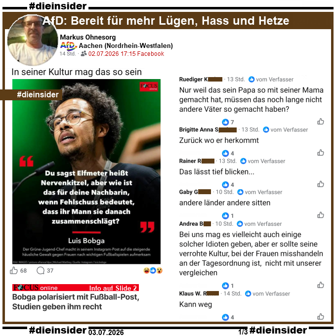 Die_Insider's tweet photo. Wo Markus Ohnesorg (#AfD Aachen) geboren und in welcher Kultur er aufgewachsen ist, wissen wir nicht! 
 
Luis Bobga hingegen wurde in Münster geboren und wuchs in Deutschland auf!

#LautGegenNazis #NiemalsAfD #AfDVerbot
#Antifaschismus #GemeinsamGegenHass #DieInsider https://t.co/4otrjJ5wLu