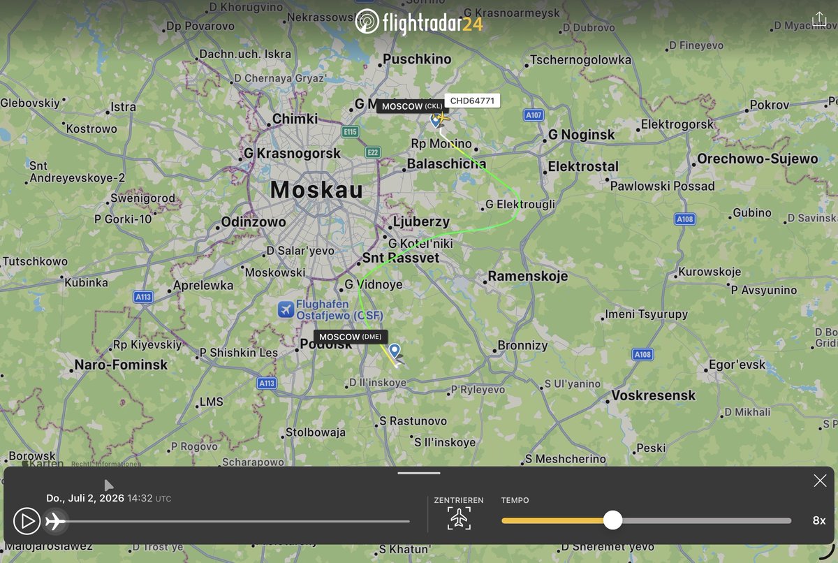 holgidaun's tweet photo. Russia 223rd Flight Unit State Airline Tu-154M RA-85042 #154C32
02 jul als CHD64771 Flug von Chkalovskiy nach Domodedovo
03 jul als CHD64771 Flug von Domodedovo nach Chkalovskiy
@thereccelizard
@Borrowed7Time
@IntelNightOWL https://t.co/sUznMvJP4G
