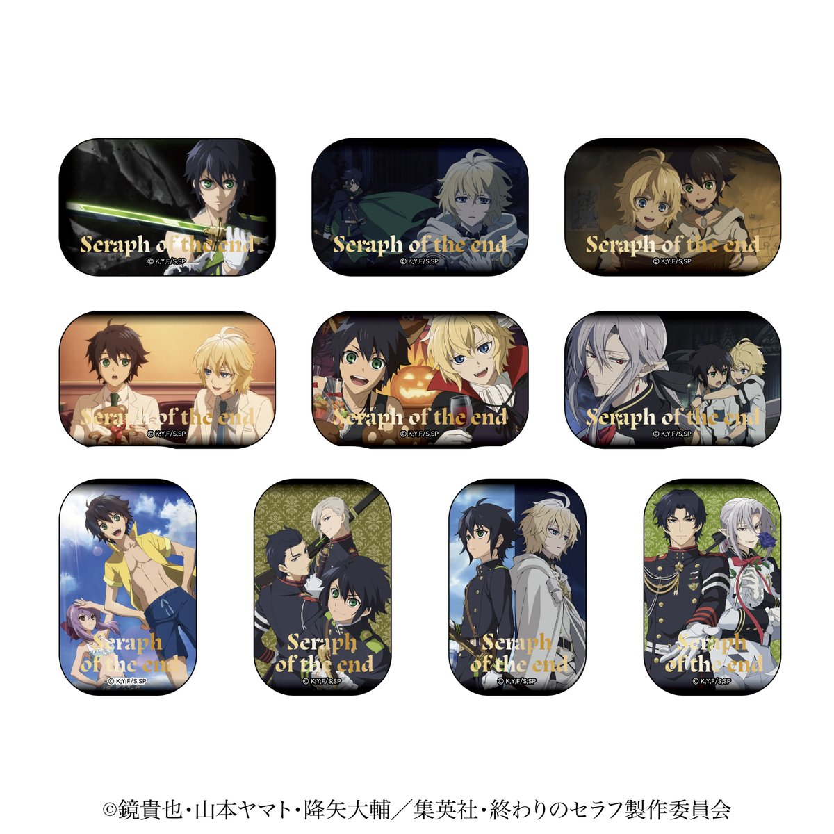 終わりのセラフ　アニメガ×ソフマップ 特典缶バッジ　全8種　コンプリートセット 完売情報】 TVアニメ『#終わりのセラフ』 先行販売フェア in アニメガ