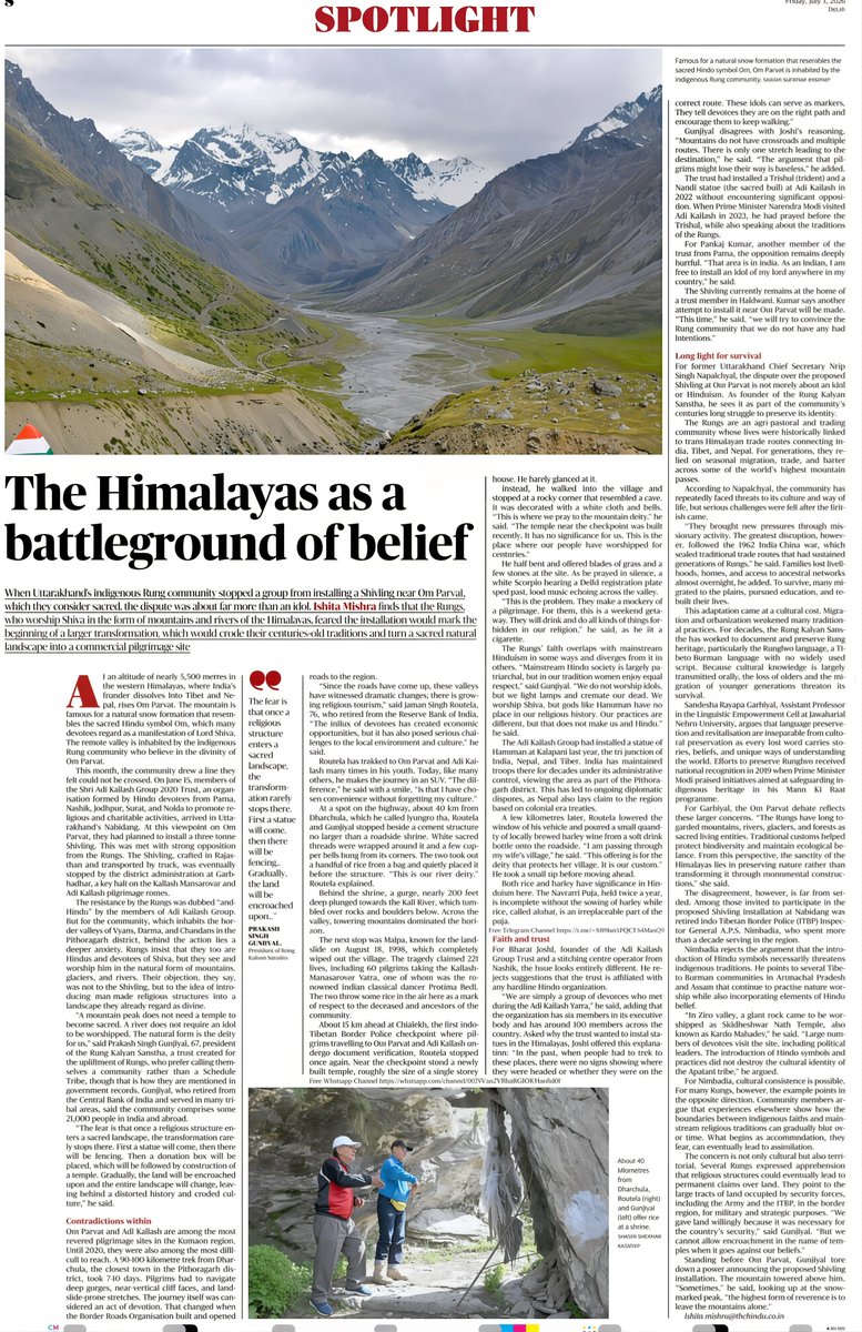 uberman_tweets's tweet photo. This article in today's The Hindu discusses how Hindutva and mainlander Hindus have zero regards to local practices and customs and how exterior symbols are being imposed upon natives of Uttarakhand. https://t.co/yzXPEGZUzF