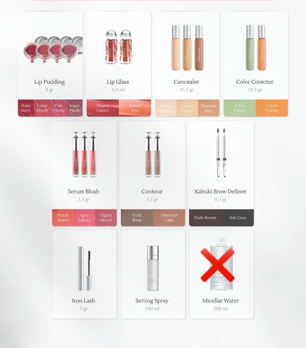 rlwjr09's tweet photo. ✨OPEN JASTIP JXB✨
CLEVIANT 

Harga sudah termasuk fee jastip✅
Lip Pudding = 70K
Lip Glass = 70K (di toko 🍊119k) 
Concealer = 75K
Corrector = 75K
Contour = 75K
Serum Blush = 75K
Kabuki Brow = 75K
Setting Spray = 75K 
Iron Lash Mascara = 75K https://t.co/k6aQRUYtmD