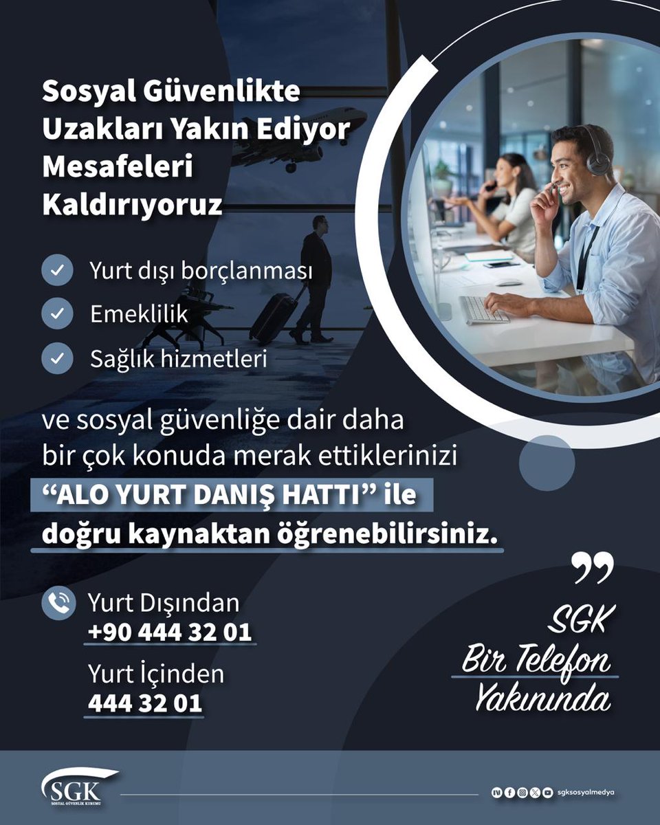 sgksosyalmedya's tweet photo. 📞 Alo Yurt Danış Hattı ile Bir Telefon Yakınınızdayız. https://t.co/7a81Xs0Wb3