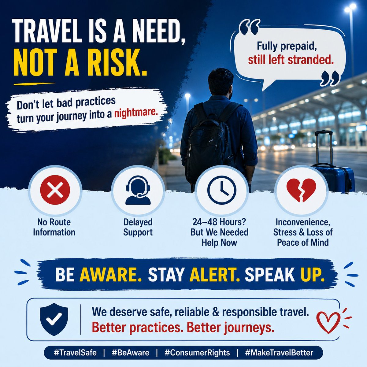 stranger_AgentC's tweet photo. Illustrative depiction based on my experience
#ConsumerRights #TravelSafety #PassengerSafety #AirportTransfer #CustomerService #ConsumerProtection #TravelExperience #Accountability #MakeMyTrip #IndiaTravel https://t.co/6UrKaitJVs