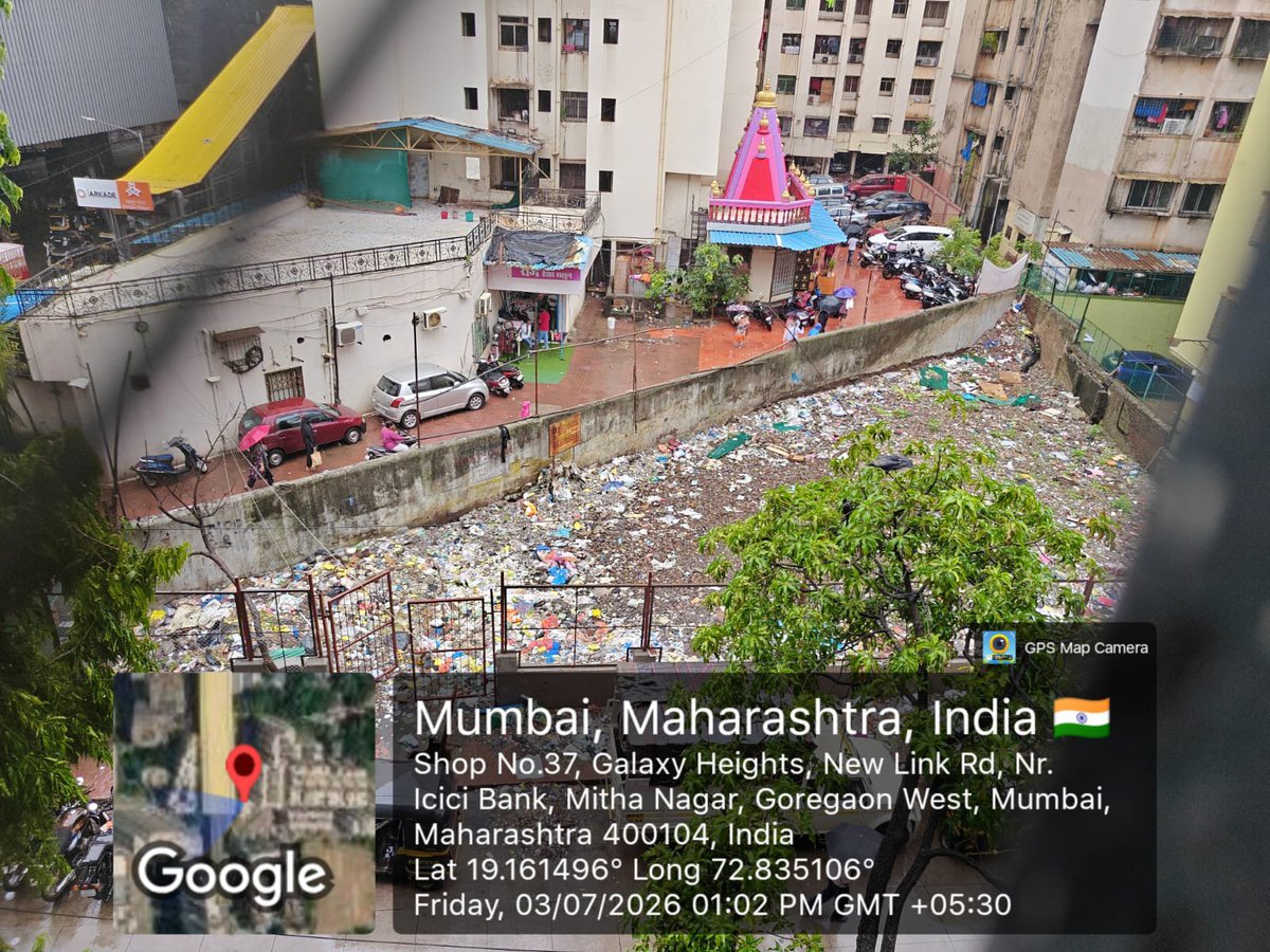 Johnn_Ebenezer's tweet photo. Dear @mybmc @mybmcWardPS @mybmcSWM
We request ur immediate attention to the open plot near Galaxy Heights Building, Bangur Nagar Metro Stn, Goregaon (W), Mum – 400104. 
The plot has become an unauthorized garbage dumping ground, with heaps of waste &amp; debris emitting a foul smell. https://t.co/El6d6oiZOe