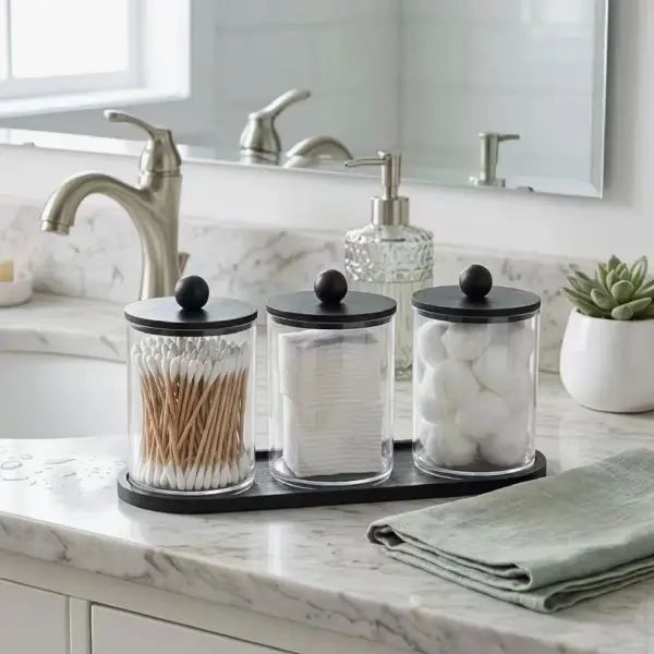 uniquehousecoll's tweet photo. 3-Pack Bathroom Organizer Set

1900/=

 3 storage jars with lids
 Includes a matching tray
 Perfect for Q-tips, cotton balls &amp; floss picks 

Call/WhatsApp: 0706273438 
https://t.co/AA3QKcMaA4 https://t.co/r4EkSGha2P