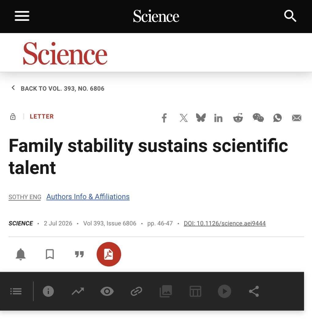 sothy81's tweet photo. Family stability sustains scientific talent | Science https://t.co/jAp7AFgpwI  #Science #HDFS #FamilyScience #ImmigrationPolicy https://t.co/JmMygsl5jU
