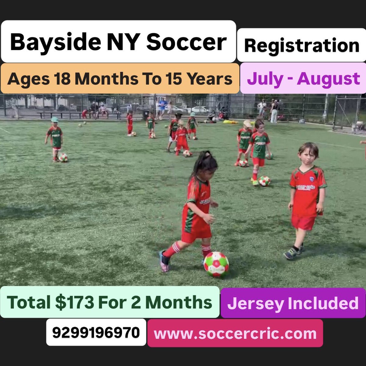 Soccer_Cric's tweet photo. 纽约 Bayside 足球项目报名现已开启(7月/8月),面向18个月至15岁儿童及青少年。详情请访问 https://t.co/2bauuuEMcz 或致电 9299196970。
#soccercric #soccer #kids #recreation #newyorkcity #newyork #soccercric #Bayside #BaysideQueens #FortTotten #CrocheronPark #Auburndale https://t.co/X62PBPlNfi