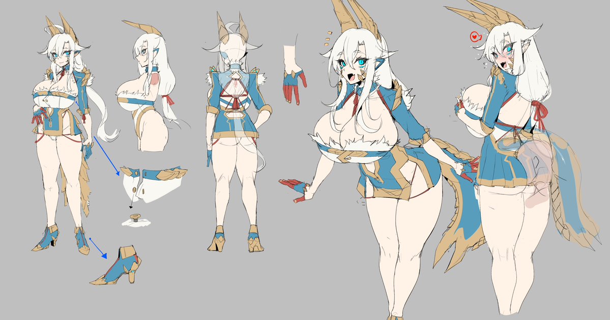 Funeyaa's tweet photo. 昔描いたジンオウガ擬人化、久しぶりに描き直すことにしました https://t.co/RBwN9jZWPX