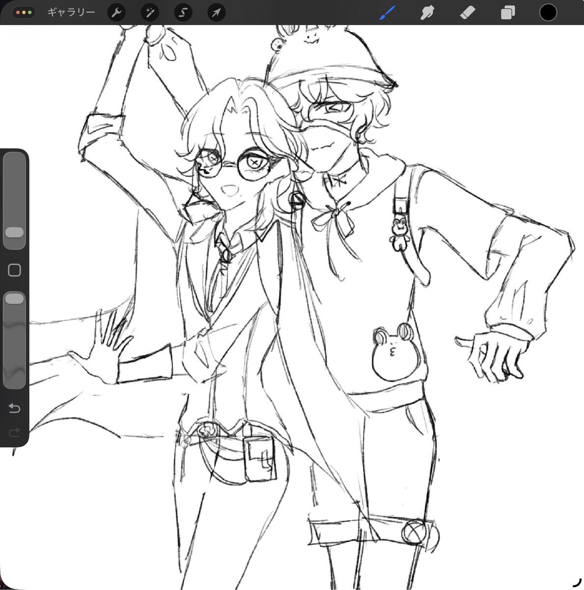 chi_yo2240's tweet photo. せっかくタブやペンを新調したのに、絵が描けてもこれぐらいしか描いてない、あと第⑤の絵だし、カプ絵でスマソ https://t.co/xpn2eCyjl3