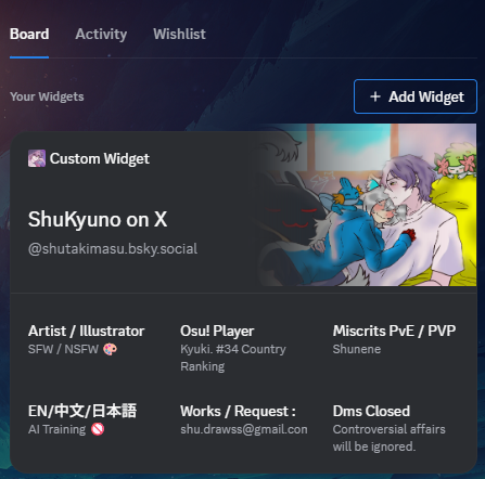 ShuKyuno's tweet photo. Nice new custom widget xD https://t.co/IgKPJxMSg5