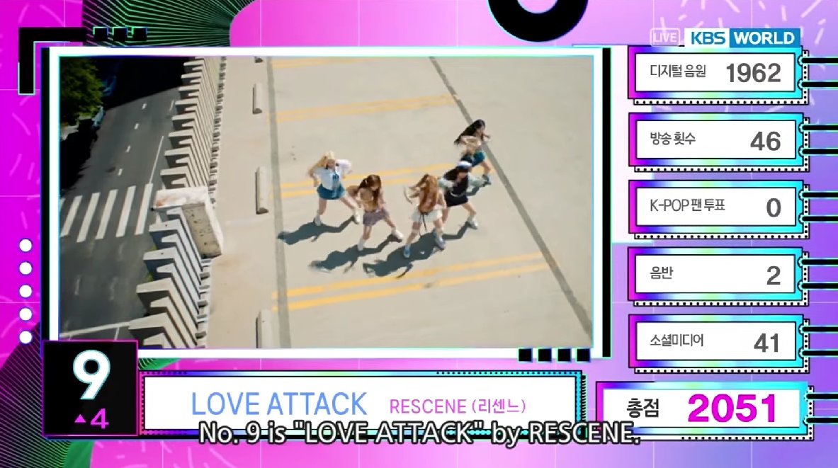 httpsriwoolee's tweet photo. (260703) #RESCENE 'Love Attack' at #9 on Music Bank today! https://t.co/BbNWzACS5o
