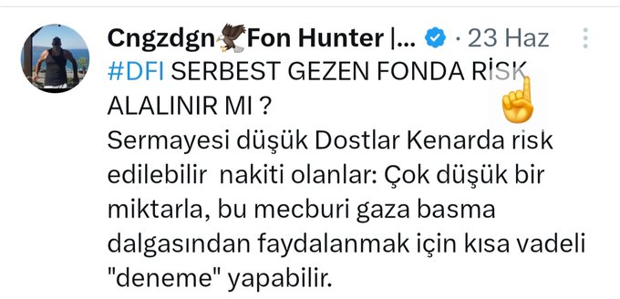 Cgzdgn5's tweet photo. #DFI SERBEST GEZEN FON
#BİST100 Açılmadan şuan "dünkü #dfı fonu içindeki %36,89 oranlı #abg fonunun +4,3170��� getirisi ile

4,3170 × 0,3689 = 1,5925

+1,60✅ güne cepde başlıyor.

Herkes Panikle satıp fondan kaçerken 213 tl ye Abone olup Omuz veren adam satmadığı gibi üstüne https://t.co/AnohX63Vwy