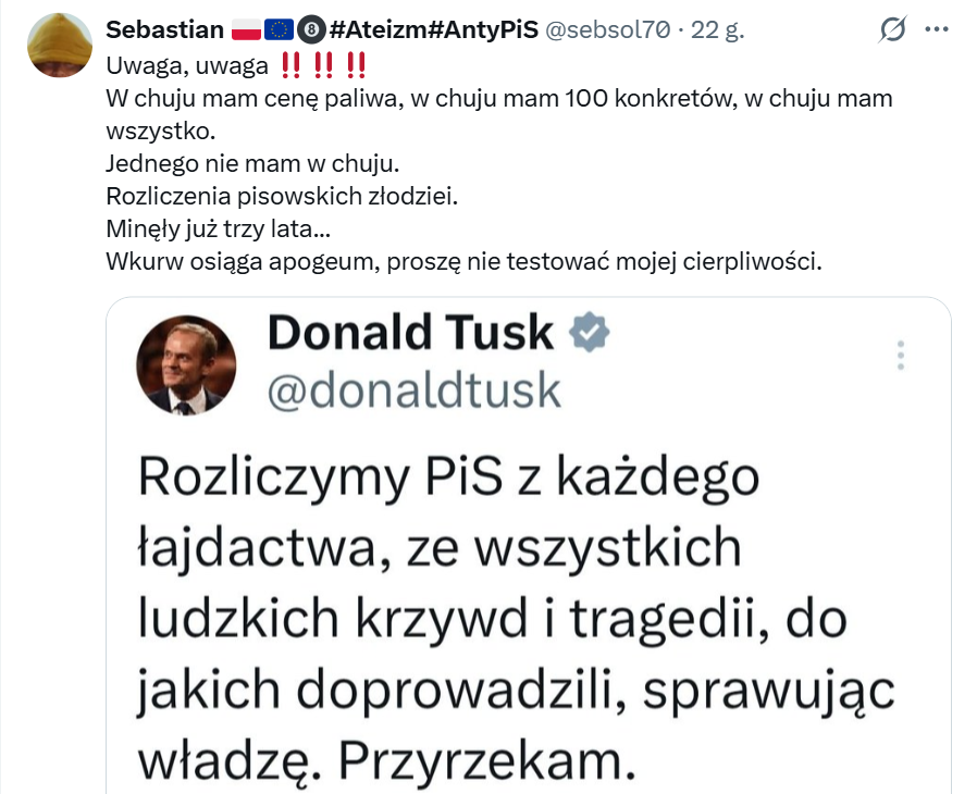 Pazdziernikowa's tweet photo. Zgadzam się w 100% z Sebastianem!
Mam w dupie rozwoje, inflacje i perspektywy!
Myślałam, że pierwszy raz zobaczę złodziei naszych ciężko zarabianych pieniędzy, prowadzonych w kajdankach do więzienia.
A zobaczyłam jak się z nas śmieją. Śmieją się.
Śmieją się nam prosto w twarz! https://t.co/cEuiPI4ynm