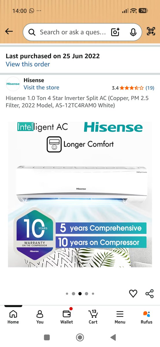 salil_u's tweet photo. Bought a Hisense AC on Amazon with a 5 year warranty, but @Hisense_IND refuses to honor it, claiming it must be mentioned on the invoice (Amazon invoices never mention product warranty!). https://t.co/nrJ4YIJZti
@HisenseGlobal @HisenseIntl @jaagograhakjago @jagograhakjago HELP https://t.co/D13RhB2wt5