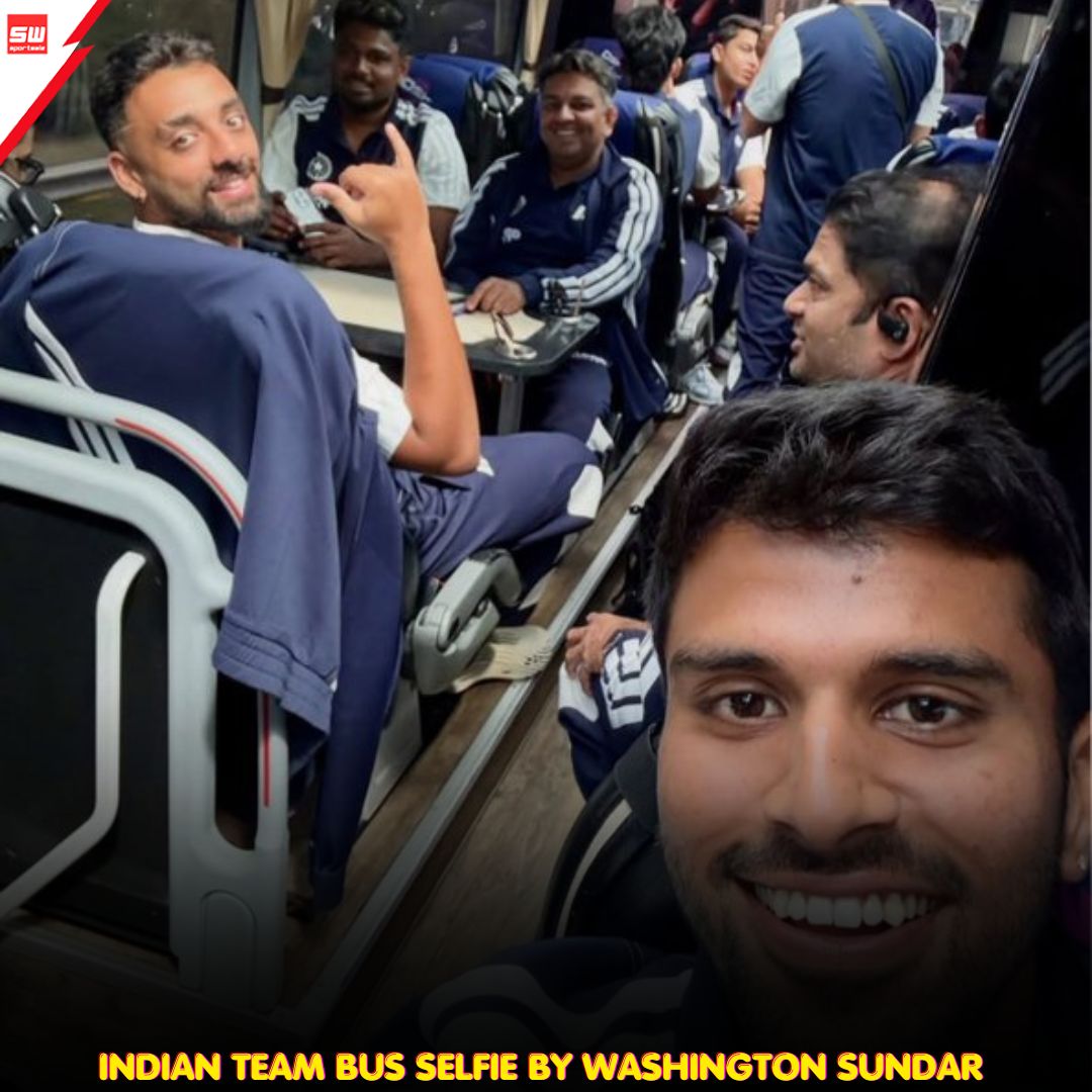 mysportswiz's tweet photo. Washington Sundar captures the perfect team bus selfie as the Indian squad travels together. Smiles, great vibes, and a glimpse of the strong bond that makes this team special.
https://t.co/7Wm3X0Tlrs
#TeamIndia #ShubmanGill #TestCricket #INDvsSL #ApolloTyres #Cricket https://t.co/umOFNuPZNR