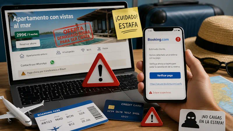 revistacloud's tweet photo. Llegan las ciberestafas del verano: falsas reservas, mensajes que suplantan a Booking o Airbnb y billetes inexistentes https://t.co/5BZAPbp0oR a través de @revistacloud https://t.co/Nx0h9mAcyp