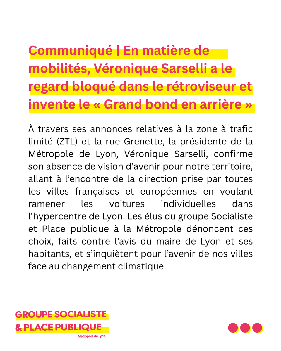 SocialistesGL's tweet photo. 🤦Véronique Sarselli invente le grand bond en arrière !
👇Le communiqué des élus du groupe Socialiste🌹 et Place publique🟡
#GrandLyon #DirectGL #MétropoledeLyon https://t.co/DyTYgQzWxp