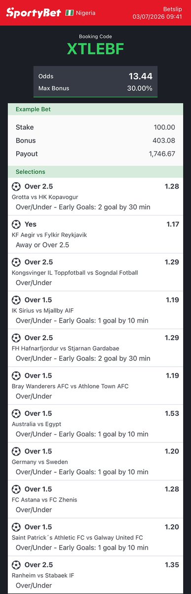 BetLaneOfficial's tweet photo. 13 odds XTLEBF https://t.co/Zpi7NpzxTj