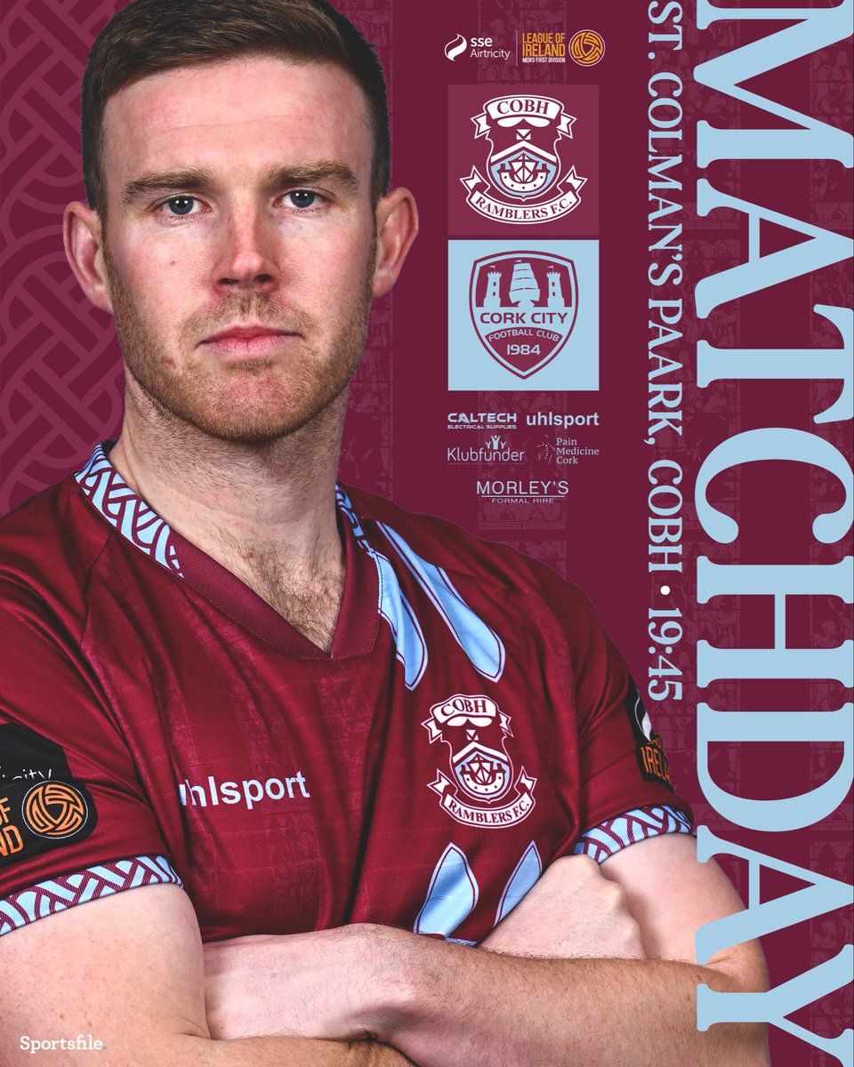CobhRamblersFC's tweet photo. DERBY MATCHDAY!!

The league leaders and our nearest neighbours are our visitors tonight for Round 21 of the Men’s First Division. It was honours even the last time these sides met in St. Colman’s Park with a @Rhys_Gourdie penalty cancelling out Seán Maguire’s opener. A huge crowd and an electric atmosphere is expected, so get down early to support the lads! 

🆚 Cork City FC
⚽️ @leagueofireland SSE Airtricity Men’s First Division
📍 St. Colman’s Park
📅 3rd July, Kick off: 19:45
🎙️ @aob273 & @bevanivan 
📺 LOITV

#UpTheRams
