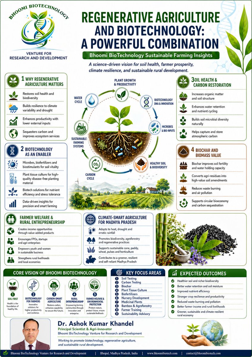 BhoomiBioTechX's tweet photo. 🌱 Regenerative Agriculture + Biotechnology = Sustainable Farming.

#RegenerativeAgriculture #Biochar #Biotechnology #SustainableFarming #BhoomiBiotechnology https://t.co/6eewYPusVE