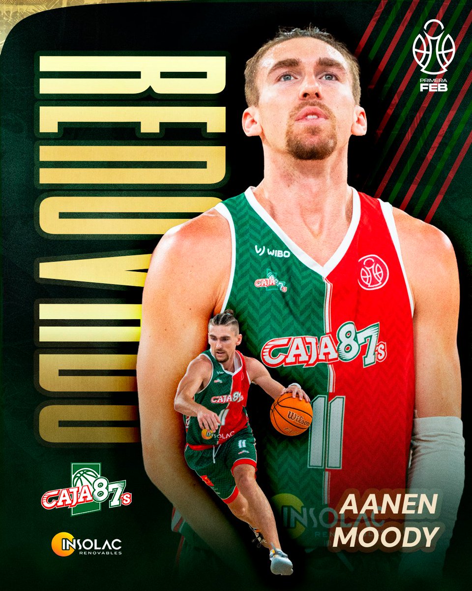 caja87basket's tweet photo. ¡𝐑𝐄𝐍𝐎𝐕𝐀𝐃𝐎 𝐀𝐀𝐍𝐄𝐍 𝐌𝐎𝐎𝐃𝐘! 

El escolta americano seguirá una temporada más en Insolac Caja87. 

Conocedor de la categoría, su rango de tiro y explosividad serán muy importantes. 

Welcome back, Aanen! ❤️💚 https://t.co/1QG7T9Uvza https://t.co/B43bpPZw9S