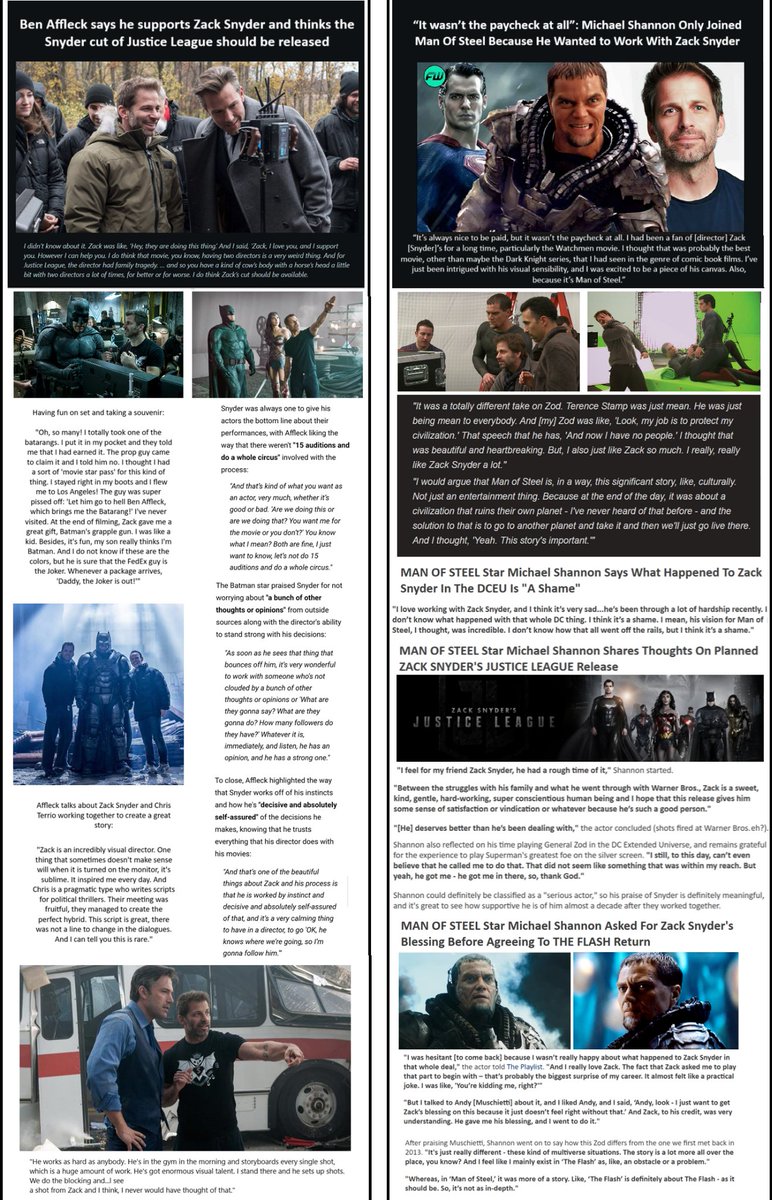restoreZSJL's tweet photo. Michael Shannon and Ben Affleck both have huge praise for Zack Snyder.

They absolutely loved working with him.

Michael Shannon only took the role of Zod because he wanted to work with Zack.

#RestoreTheSnyderVerse https://t.co/MAAhw6LTPQ