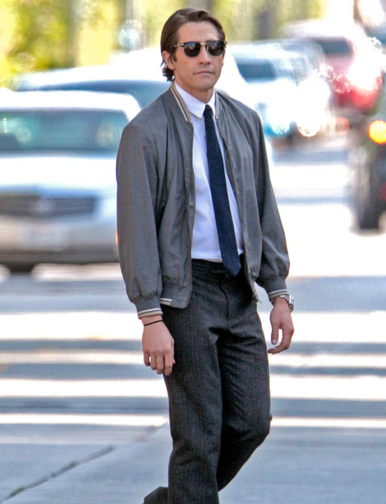 cinevow's tweet photo. Jake Gyllenhaal on the set of Nightcrawler, 2013 https://t.co/h0CXx4xf5W