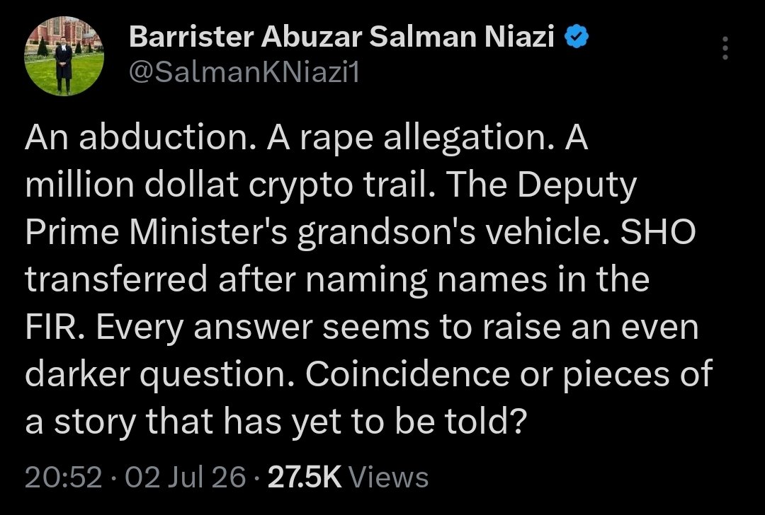 soldierspeaks's tweet photo. Pakistan's deputy Prime Minister Ishaq Dar's close relative (His brother's grandson) has been remnaded into Police custody for the heinous crime of kidnapping, torture and rape of two foreigner girls from the Netherlands and Venezuela respectively at Lahore https://t.co/8StrC8sZco