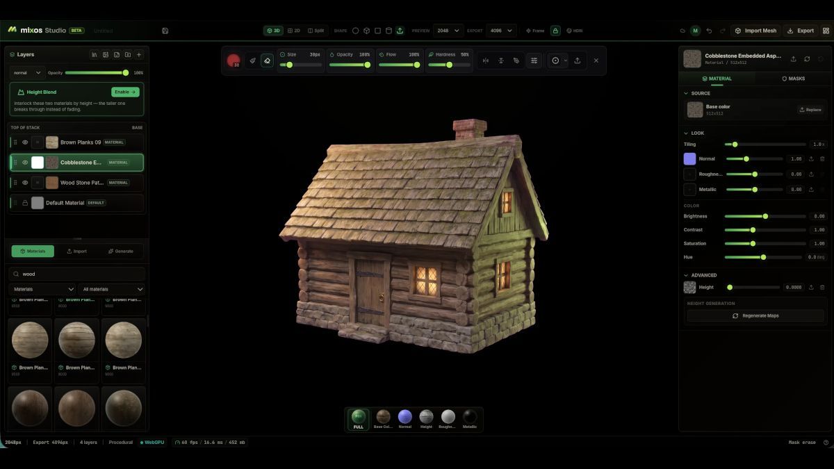 theCGchannel's tweet photo. New online tool Mixos lets you paint 4K PBR textures in your web browser

The WebGPU-powered app also makes it possible to create new materials by remixing a library of over 2,600 CC0 assets

https://t.co/vINKwdzcho 

#Mixos #texturing #lookdev #gamedev https://t.co/XzDfYG5kHp