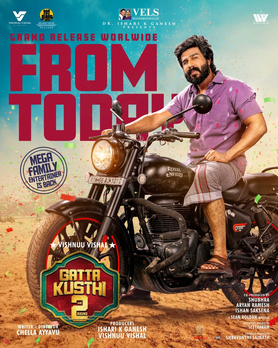 xthirai's tweet photo. The comedy keeps you smiling, the emotions make you connect, and the sports portions add the perfect energy. #VishnuVishaal once again shows why sports dramas have become his strongest zone.

#GattaKusthi2 https://t.co/hO9N89fBhX